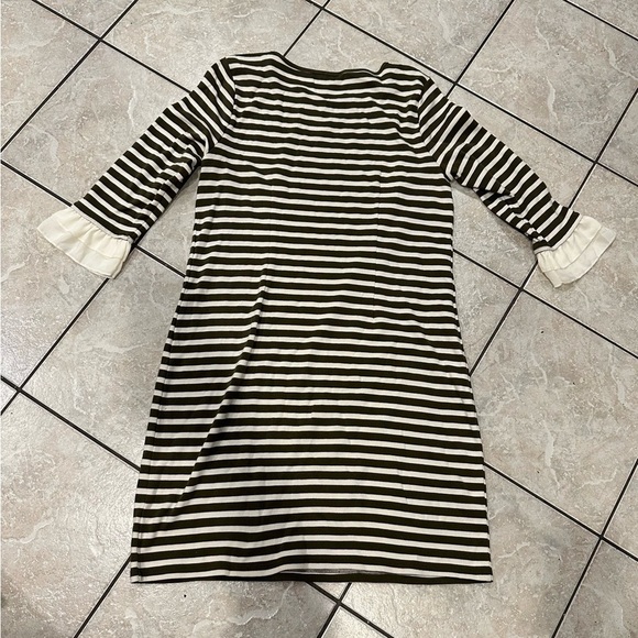 Talbots Striped Olive Green and White Dress Size LP - Picture 4 of 8